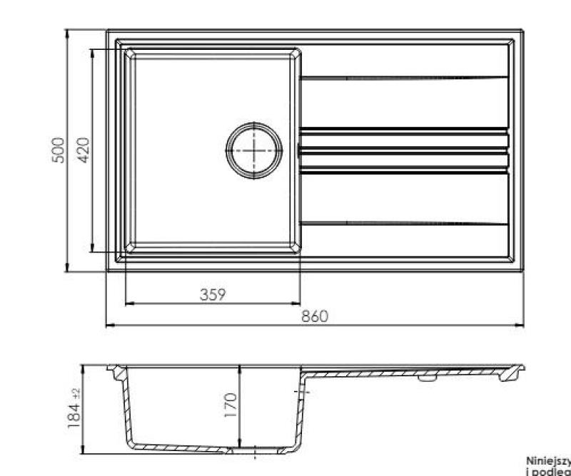 GraniteMy Vesi Granit-Aufbau weißes Spülbecken 86x50cm mit Abtropffläche umkehrbar mit Kupferstopfen 1208967294