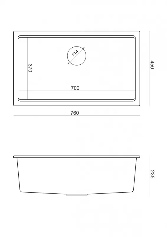 Quadri Newport II großes und tiefes Spülbecken Granit Aufsatz- und Unterbau Anthrazit Spülbecken 76x45cm mit goldenem Stopfen 1208967312