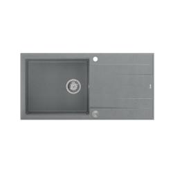 Quadri Luton graue Granit-Aufbauspüle mit Abtropffläche, umkehrbar, 100x50cm mit Edelstahlstopfen 1208967323