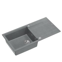Quadri Luton graue Granit-Aufbauspüle mit Abtropffläche, umkehrbar, 100x50cm mit Edelstahlstopfen 1208967323