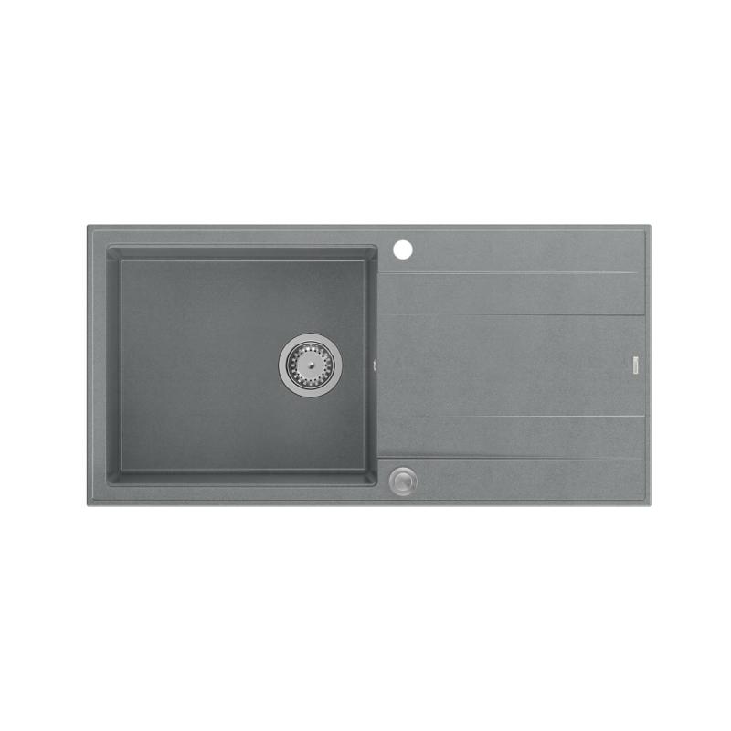 Quadri Luton graue Granit-Aufbauspüle mit Abtropffläche, umkehrbar, 100x50cm mit Edelstahlstopfen 1208967323