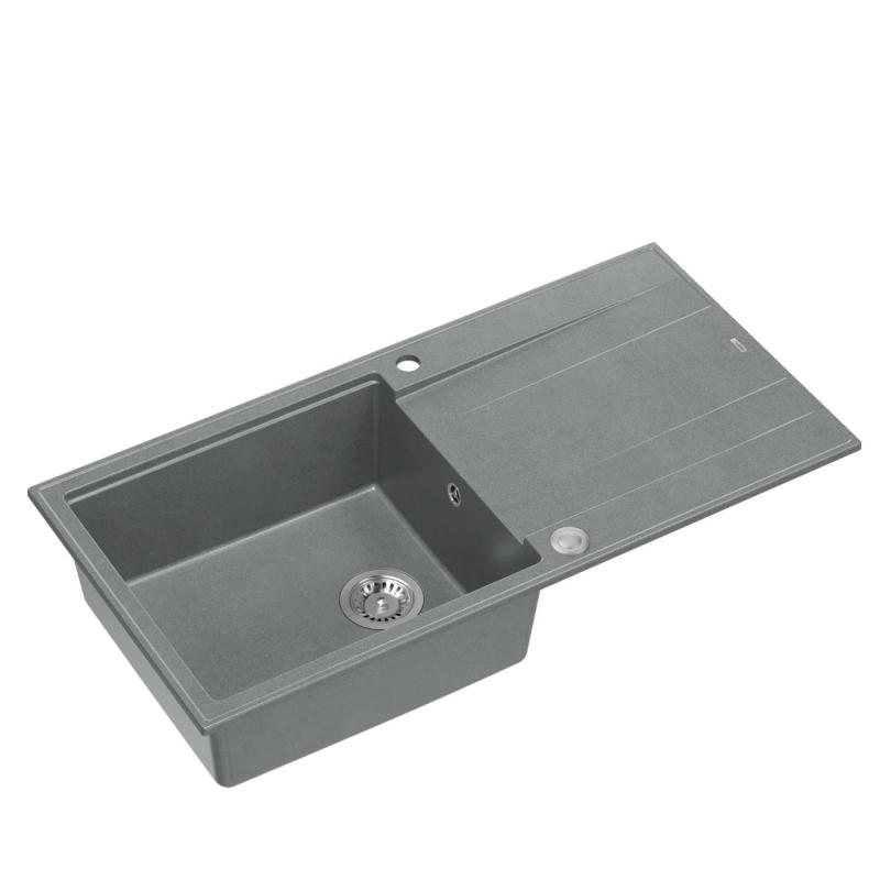 Quadri Luton graue Granit-Aufbauspüle mit Abtropffläche, umkehrbar, 100x50cm mit Edelstahlstopfen 1208967323