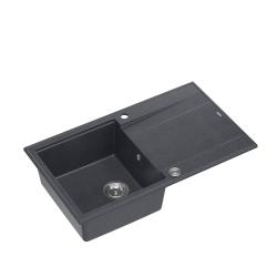 Quadri Luton antrazit Granit Einbauspüle mit Abtropffläche, umkehrbar, 86x50cm, mit Edelstahlstopfen 1208967343
