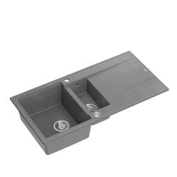 Quadri Luton grauer Granit-Aufbau 1,5 Spülbecken mit Abtropffläche, umkehrbar, 100x50 cm mit Edelstahlstopfen 1208967350