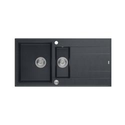 Quadri Luton anthrazit Granit-Aufbauspüle 1,5 Becken mit Abtropffläche, umkehrbar, 100x50 cm, mit Edelstahlstopfen 1208967353