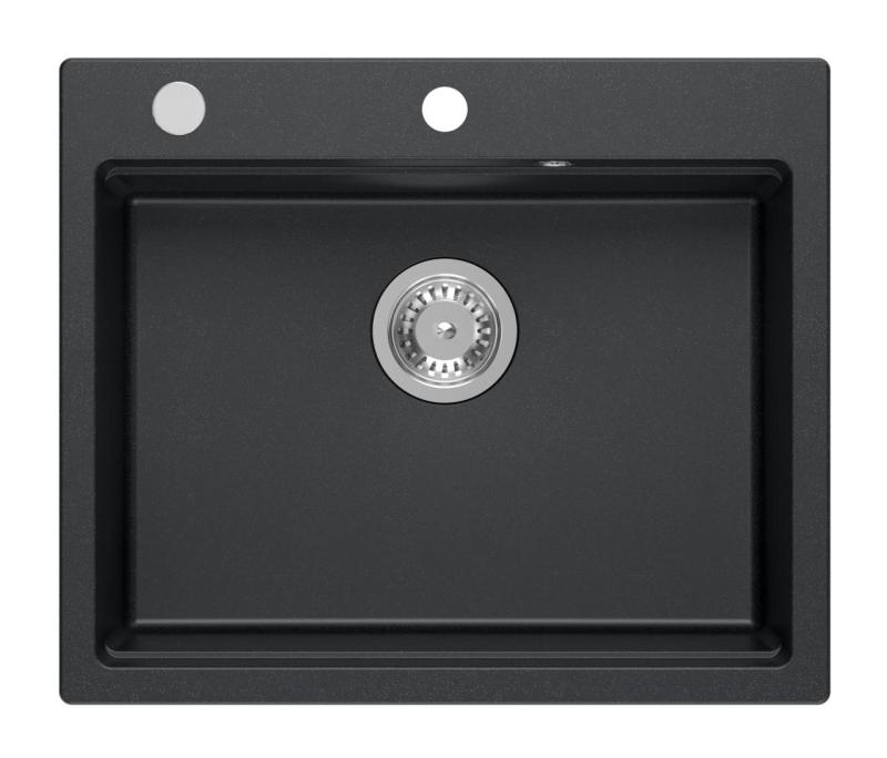 Quadri Durham Anthrazit Granit Aufbauspüle 595x500 mit Seifenspender, Schneidebrett, Einsatzbecken und Rollmatte 1208967379