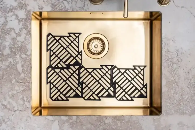 Magisso Happy Sink Puzzlestück schwarzer Bodenschutz 4 Stück für Spüle schwarz 32,5 x 32,5 cm 1208967385