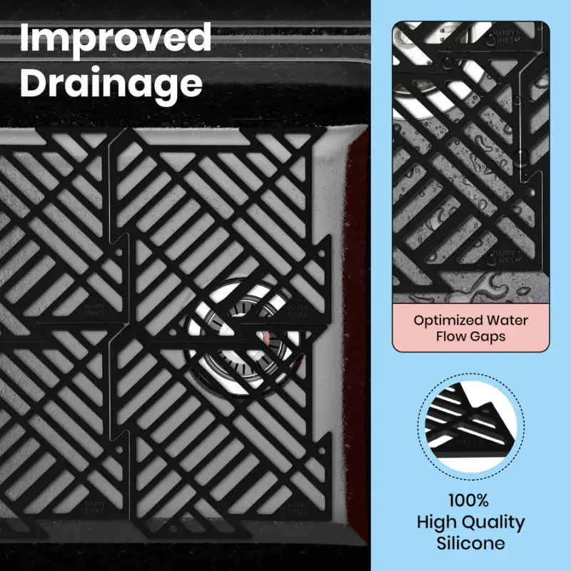 Magisso Happy Sink Puzzlestück schwarzer Bodenschutz 4 Stück für Spüle schwarz 32,5 x 32,5 cm 1208967385