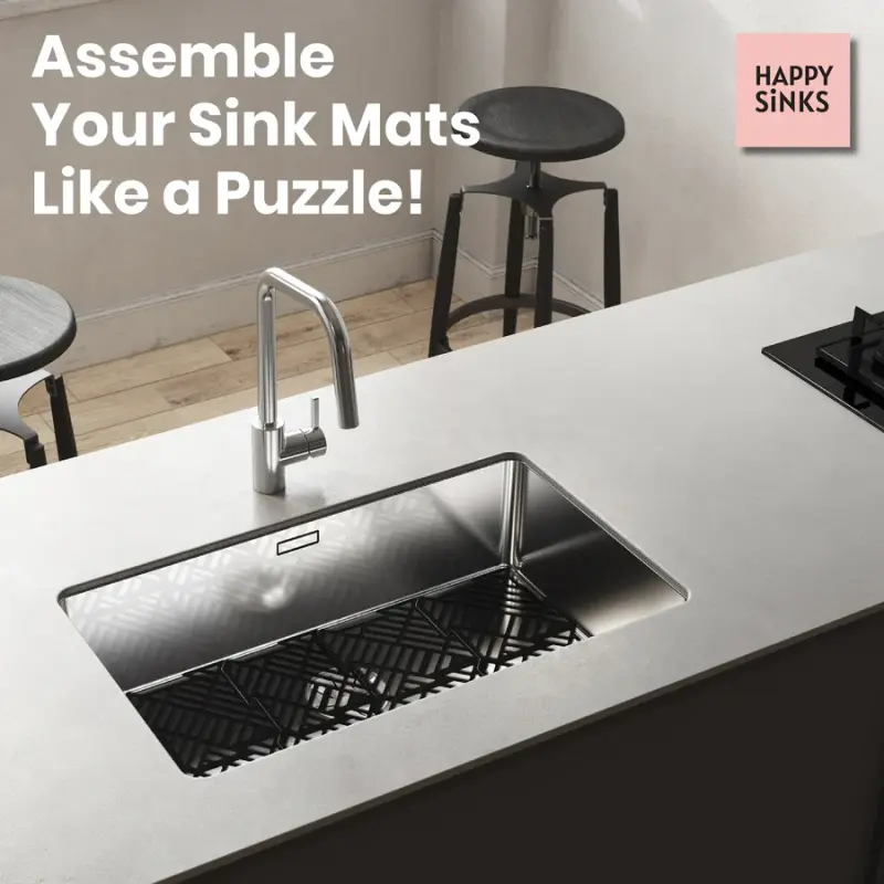 Magisso Happy Sink Puzzlestück schwarzer Bodenschutz 4 Stück für Spüle schwarz 32,5 x 32,5 cm 1208967385