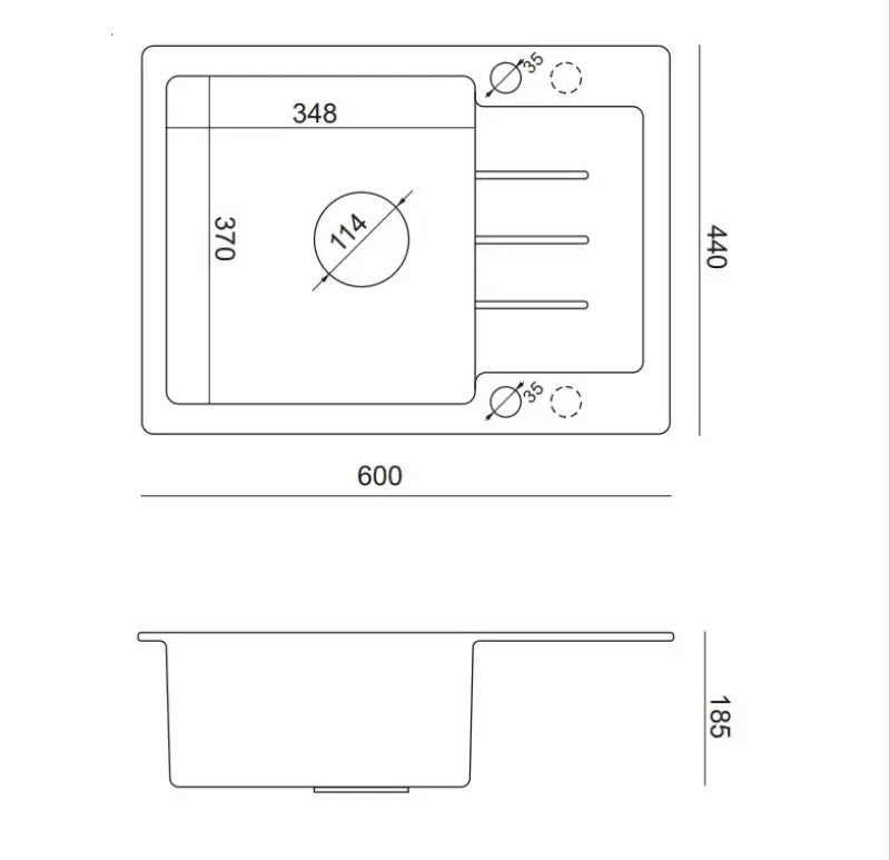 Quadri Kendal sand-beige Granit-Einbauspüle mit Abtropffläche 60x44cm umkehrbar 1208967402