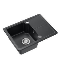 Quadri Kendal anthrazitfarbenes Granit-Einbau-Spülbecken 58x44cm mit Abtropffläche 1208967403