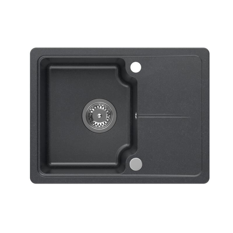 Quadri Kendal anthrazitfarbenes Granit-Einbau-Spülbecken 58x44cm mit Abtropffläche 1208967403