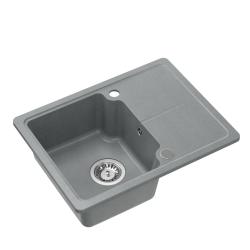 Quadri Kendal graues Granit-Einbau-Spülbecken 58x44cm mit Abtropffläche 1208967404