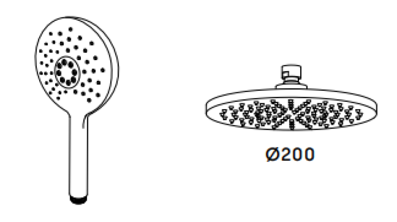 Waterevolution Flow Duschkombination mit Regenbrause matt weiß 200mm T141NRBR