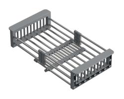 Quadri Universell ausziehbarer Einsatzkorb, Einhängerkörbchen oder Restekörbchen aus Edelstahl mit grauen Griffen, 225mm breit 1208967543