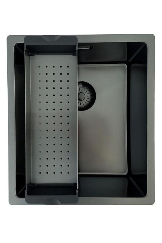 Pure.Sink Prestige Spüle PVD Gun Metal 34x40 cm 10mm Radius Unterbau, Flachbau und Aufsatzmontage PPG3440-61