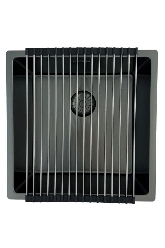 Pure.Sink Prestige Spüle 40x40 cm PVD Gun Metal 10 mm Radius Unterbau, Flachbau und Aufsatz PPG4040-61