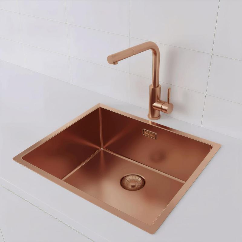 Pure.Sink Prestige Spüle 50x40 cm PVD Kupfer 10mm Radius Unterbau, Flachbau und Aufbau PPG5040-62
