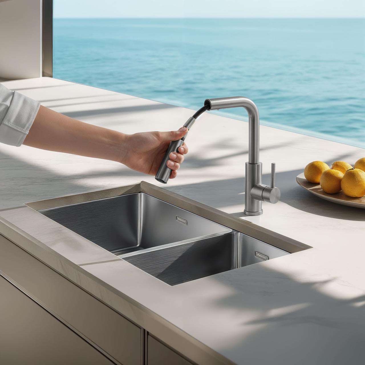 Pure.Sink Elite Steel Spark-S Küchenarmatur Edelstahl mit ausziehbarem Auslauf PS8041-02 - Productafbeelding 3