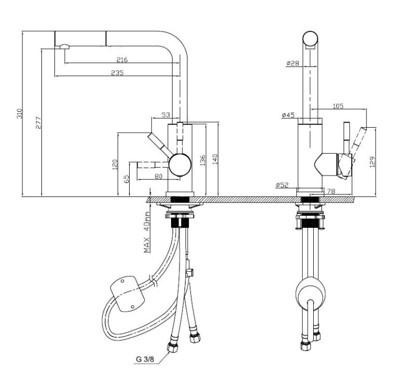 Pure.Sink Elite Steel Spark-S Küchenarmatur Mattschwarz mit ausziehbarem Auslauf PS8041-10