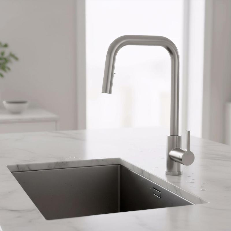 Pure.Sink Elite Steel Crystal-S Küchenarmatur Edelstahl mit ausziehbarem Auslauf PS8050-02