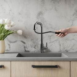 Pure.Sink Elite Steel Crystal-S Küchenarmatur PVD Gun Metal mit ausziehbarem Auslauf PS8050-61