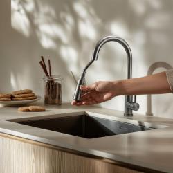 Pure.Sink Elite Steel Stream-S Küchenarmatur Edelstahl mit ausziehbarem Auslauf PS8045-02
