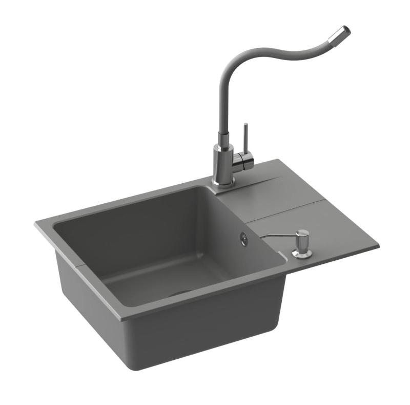 Quadri Bristol Küchenarmatur aus Edelstahl mit flexiblem grauem Auslauf 1208967663