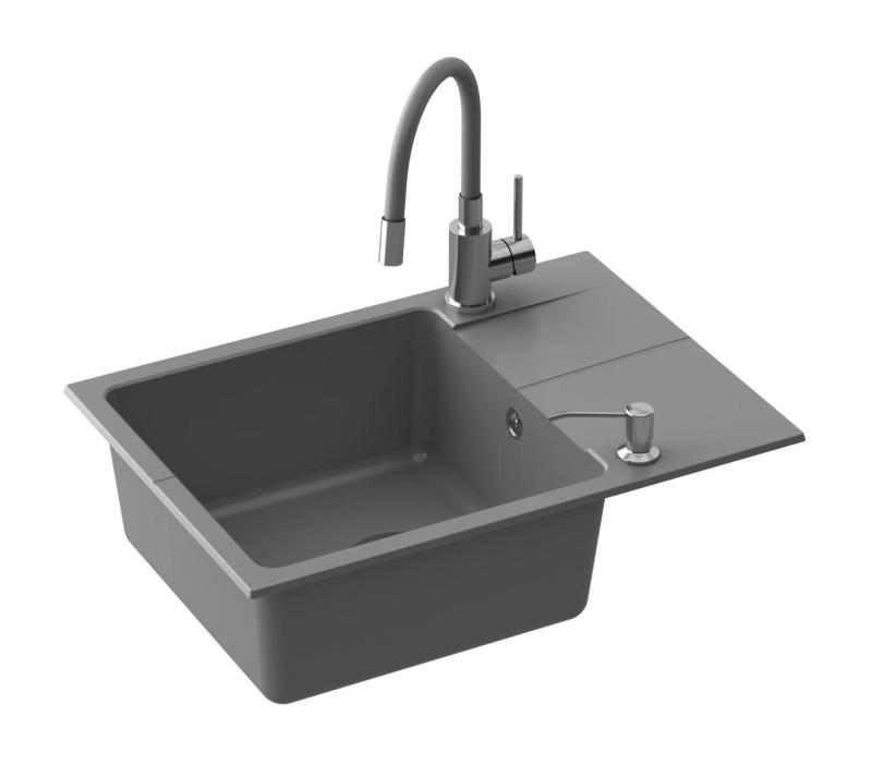 Quadri Bristol Küchenarmatur aus Edelstahl mit flexiblem grauem Auslauf 1208967663