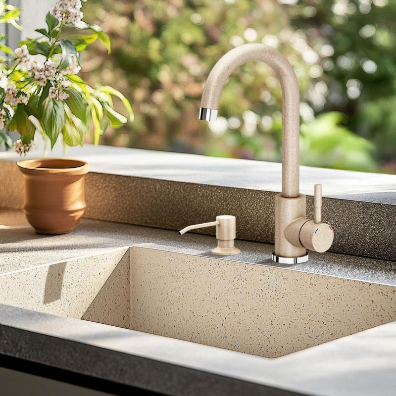 Quadri Coventry Küchenarmatur Beige Sand mit Schwenkauslauf 1208967667