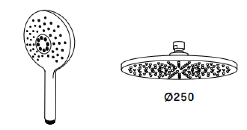 Waterevolution Flow Duschkombination mit Regendusche PVD Gold White Gold 250mm T141NR25WGE