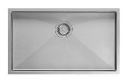 Aquadesign Zara Edelstahl Spüle 74x44cm Unterbau, Flachbau und Aufbau mit Edelstahl-Stecker - 1208967758