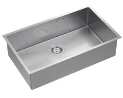 Aquadesign Zara Edelstahl Spüle 74x44cm Unterbau, Flachbau und Aufbau mit Edelstahl-Stecker - 1208967758