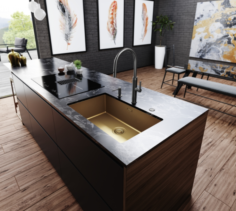 Franke Mythos Masterpiece Küchenarmatur Anthrazit mit J-Auslauf und Ausziehbarer Brause - 115.0711.555