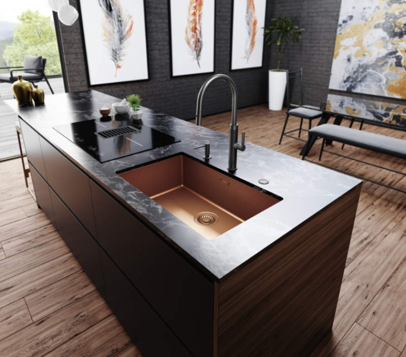 Franke Mythos Masterpiece Küchenarmatur Anthrazit mit J-Auslauf und Ausziehbarer Brause - 115.0711.555