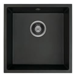 GraniteMy Universal Schwarzes Granitspülbecken 40x40 cm schwarz Aufsatz-, Unterbau- und Flachbauweise mit Gun Metal Stopfen 1208967906