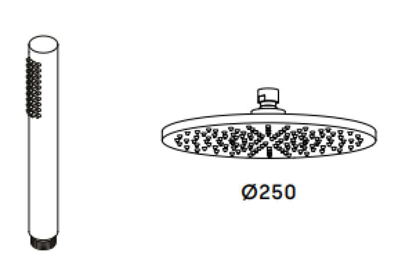 Wasserevolution Flow 3-Wege-Duschmischer mit Hand- und Kopfbrause Chrom 250mm T131N2501