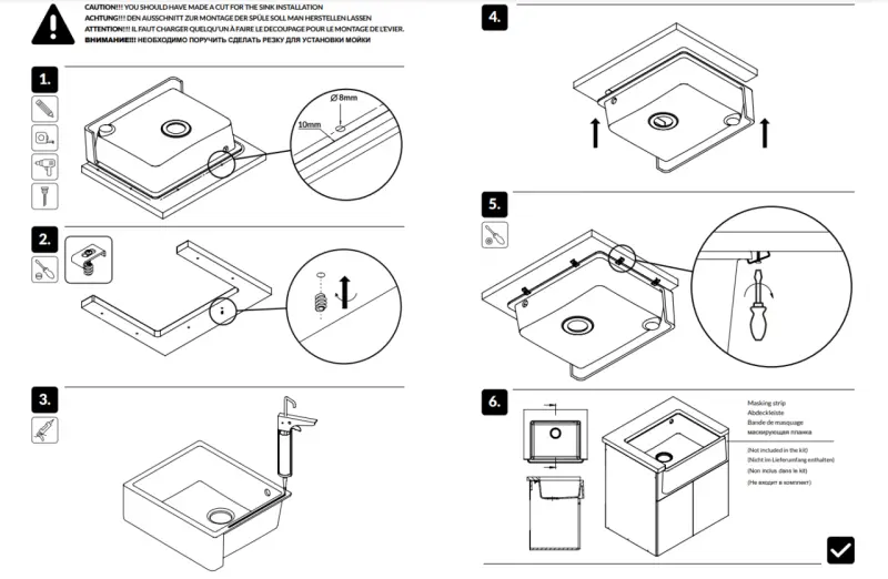 GraniteMy Tradition Ländliche Spüle Granit Spülbecken 60x48 cm Weiß Unterbau und Flachbau mit Kupferstopfen 1208967942