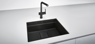 Franke Active Twist Einhebelmischer Schwarz mit Festem Auslauf und Integrierter Ablaufsteuerung 115.0669.768