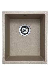 GraniteMy Universal Granit beige Sand Spülbecken 34x40 cm Aufsatz-, Unterbau- und Flachbauweise mit Edelstahlstopfen 1208968007