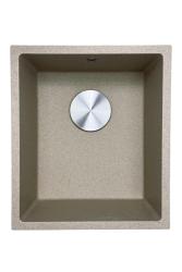 GraniteMy Universal Granit beige Sand Spülbecken 34x40 cm Aufsatz-, Unterbau- und Flachbauweise mit Edelstahlstopfen 1208968007