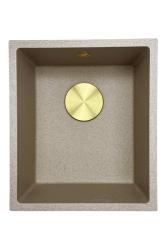 GraniteMy Universal Granit Beige Sands Spüle 34x40 cm Aufsatz-, Unterbau- und Flachbauweise mit goldenem Stopfen 1208968008