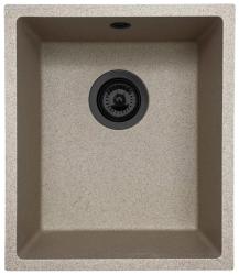 GraniteMy Universal Granit Beige Sand Spülbecken 34x40 cm Aufsatz, Unterbau und Flachbau mit schwarzem Stopfen 1208968010