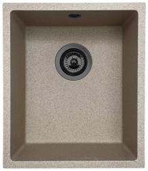 GraniteMy Universal Granit Beige Sand Spülbecken 34x40 cm Aufsatz, Unterbau und flächenbündiger Einbau mit Gun Metal Stöpsel 1208968011