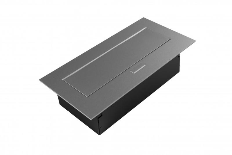 Möbelsteckdose 2x Steckdose mit Erdung, USB A+C, Stromkabel mit Stecker, Alu