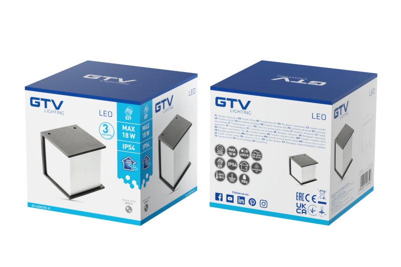 Fassadenleuchte LEO, E27, MAX. 18W, IP54, AC220-240V, 50/60Hz, schwarz