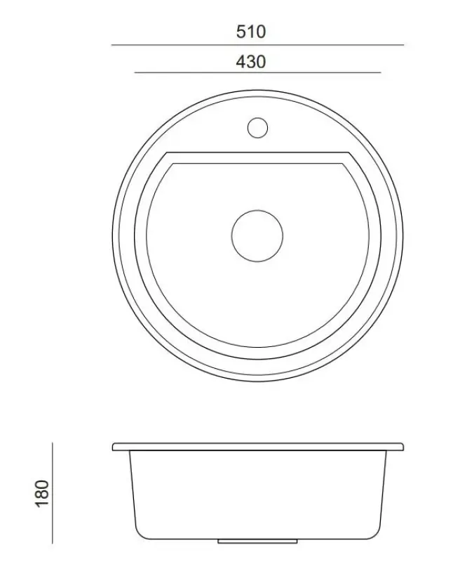 Quadri Norwich Grauer Granit Rundspülbecken 51 cm Aufsatz - 1208969496
