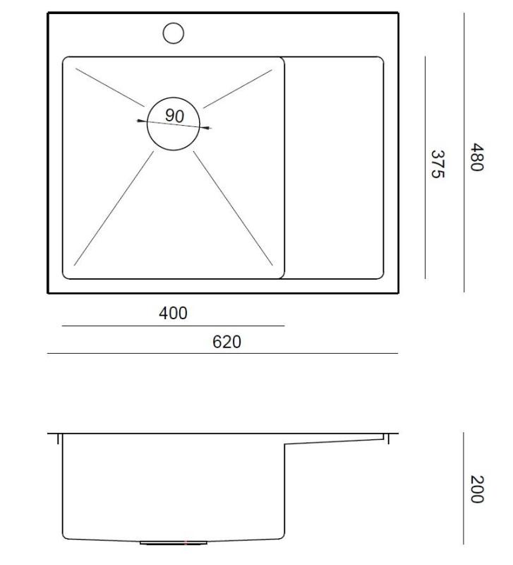Aquadesign Clara Spülbecken Gold 62 x 48 cm Aufsatz oder Einbau mit Abtropfgestell, Lochbank und goldenem Stopfen – 1208969502