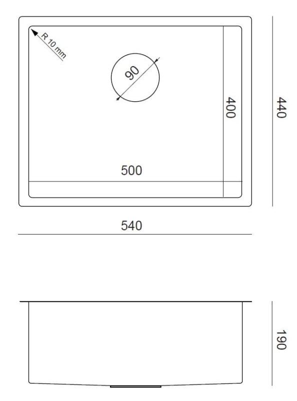 Aquadesign Zara Spüle Gun Metal 54x44cm Unterbau, Flachbau und Aufbau mit Gun Metal Stöpsel - 1208969511