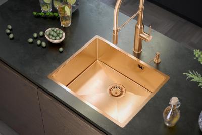 Aquadesign Zara Spülbecken Kupfer 54x44cm Unterbau, Flachaufbau und Aufbau mit Kupferstopfen - 1208969513